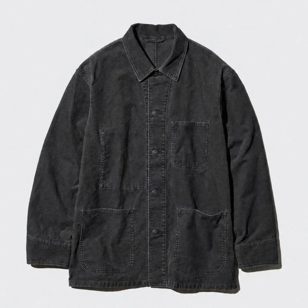 Uniqlo Corduroy Chore Coat Jacket Unisex S 100% Cotton Relax fit Gray Workwear